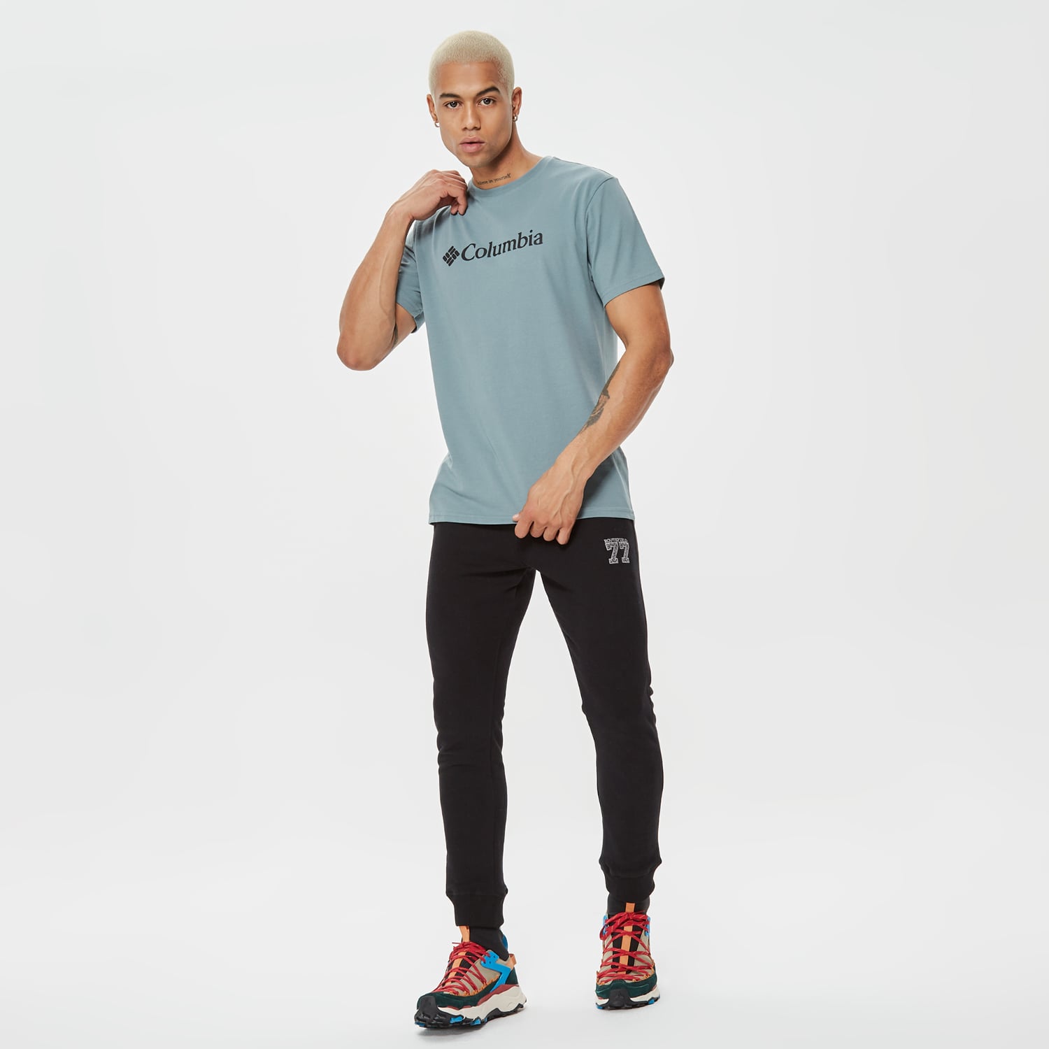  Columbia Basic Big Logo Brushed Erkek Yeşil T-Shirt