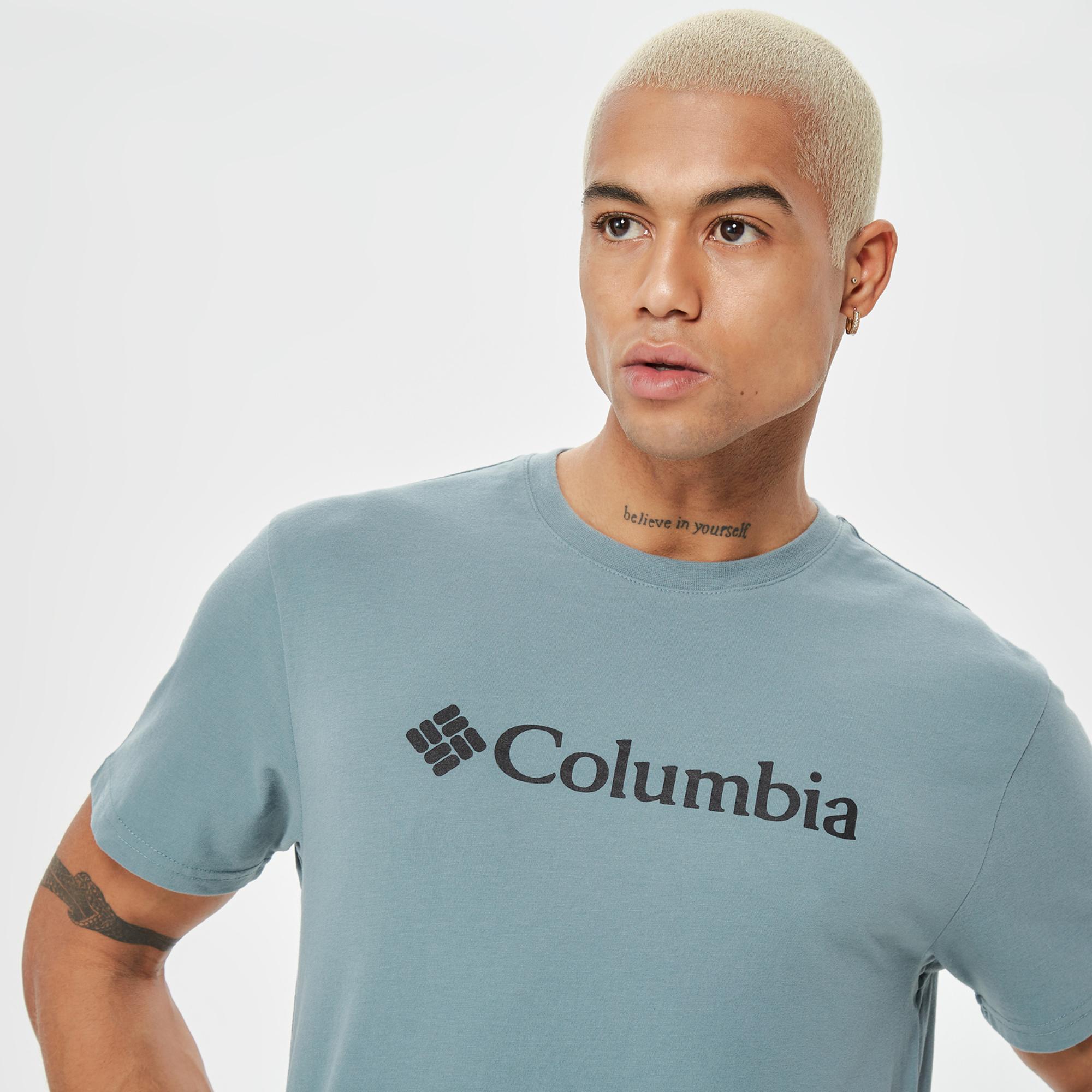 Columbia Basic Big Logo Brushed Erkek Mavi T-Shirt