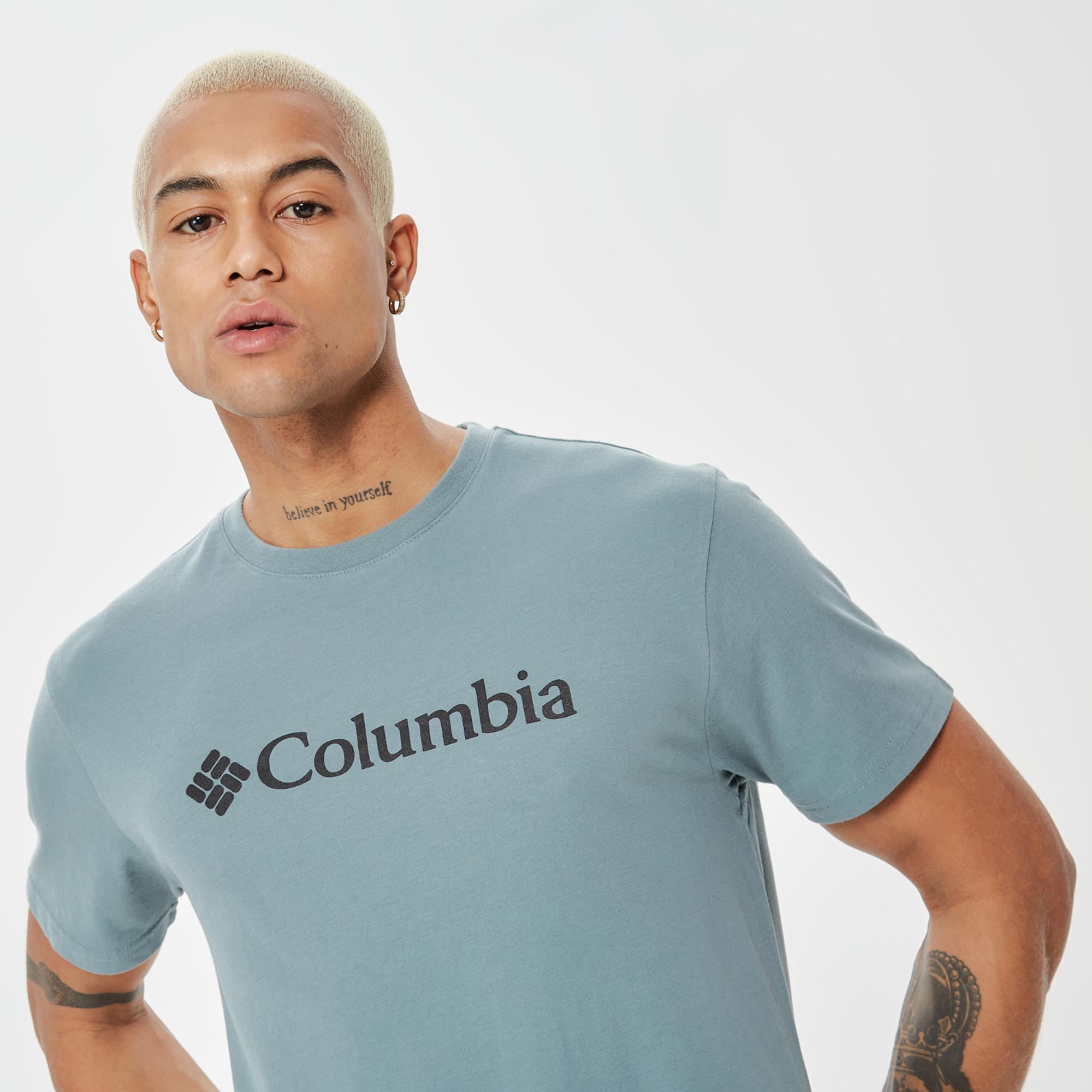 Columbia Basic Big Logo Brushed Erkek Mavi T-Shirt