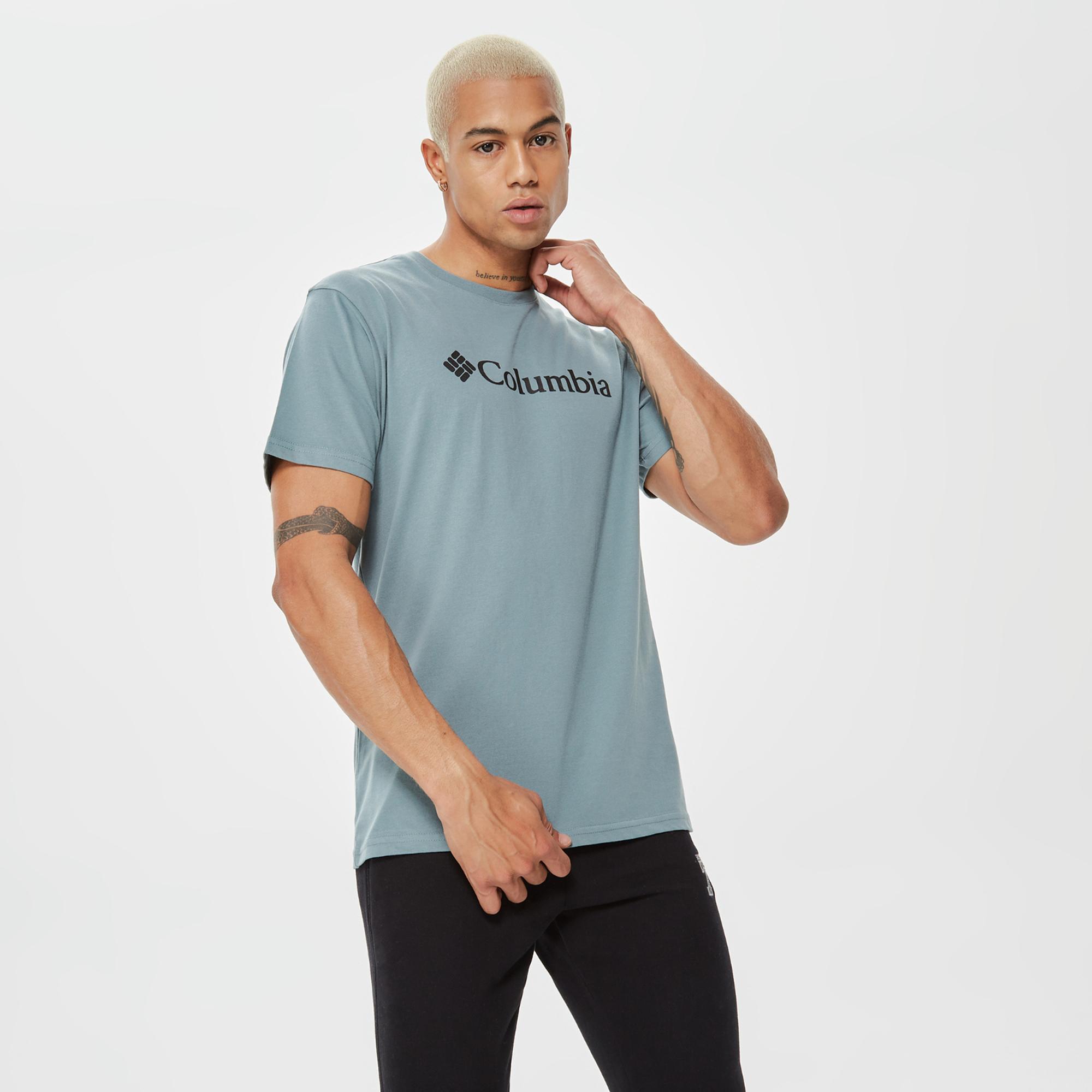 Columbia Basic Big Logo Brushed Erkek Mavi T-Shirt