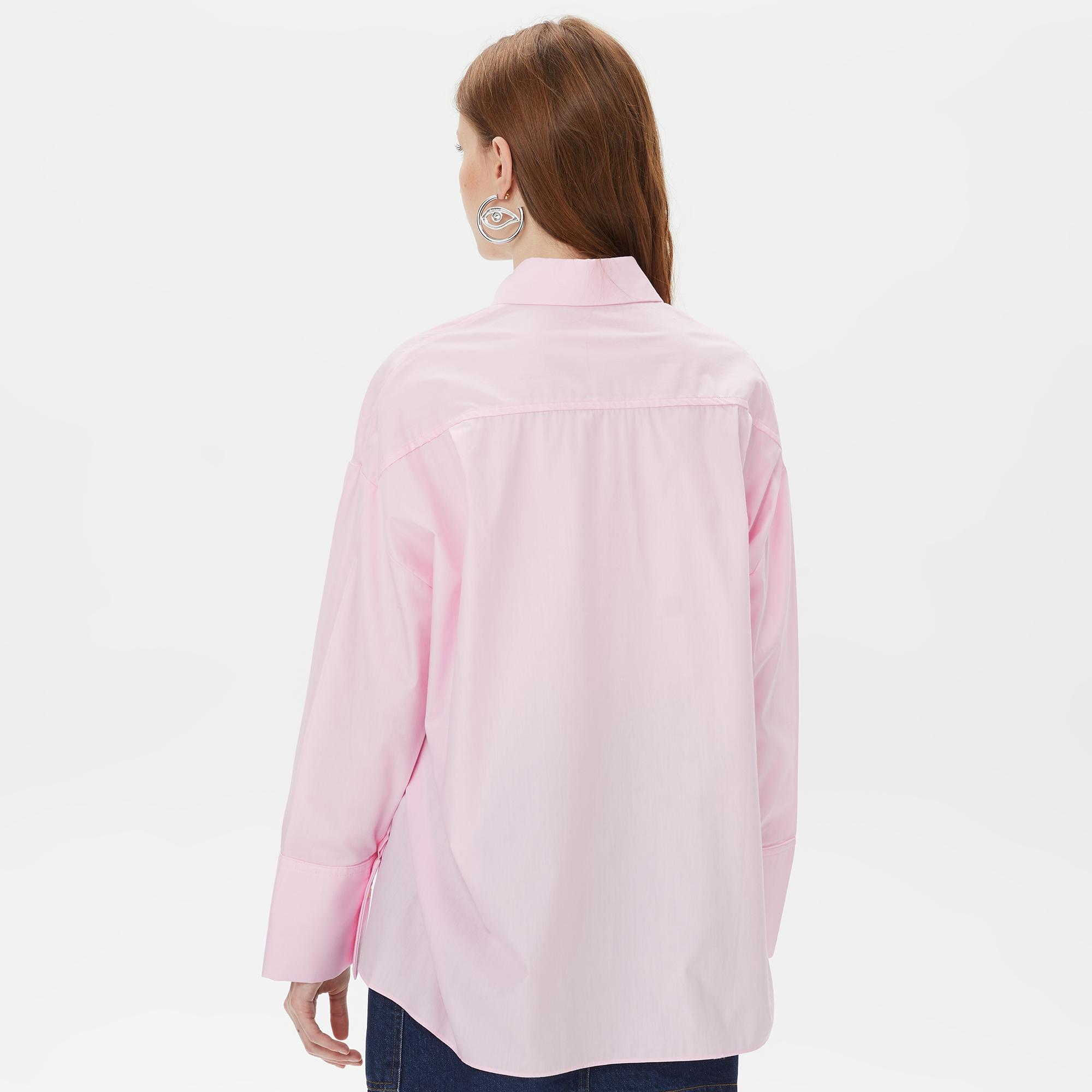 Sorbe Oversize Kadın Pembe Gömlek