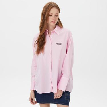  Sorbe Oversize Kadın Pembe Gömlek