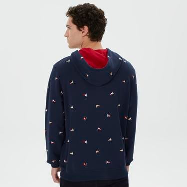  Nautica Erkek Lacivert Standart Fit İşlemeli Kapüşonlusweatshirt