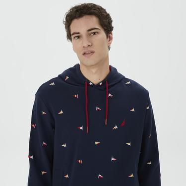  Nautica Erkek Lacivert Standart Fit İşlemeli Kapüşonlusweatshirt