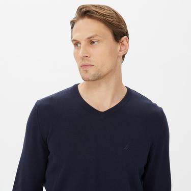  Nautica Erkek Lacivert Standart Fit V Yaka Triko