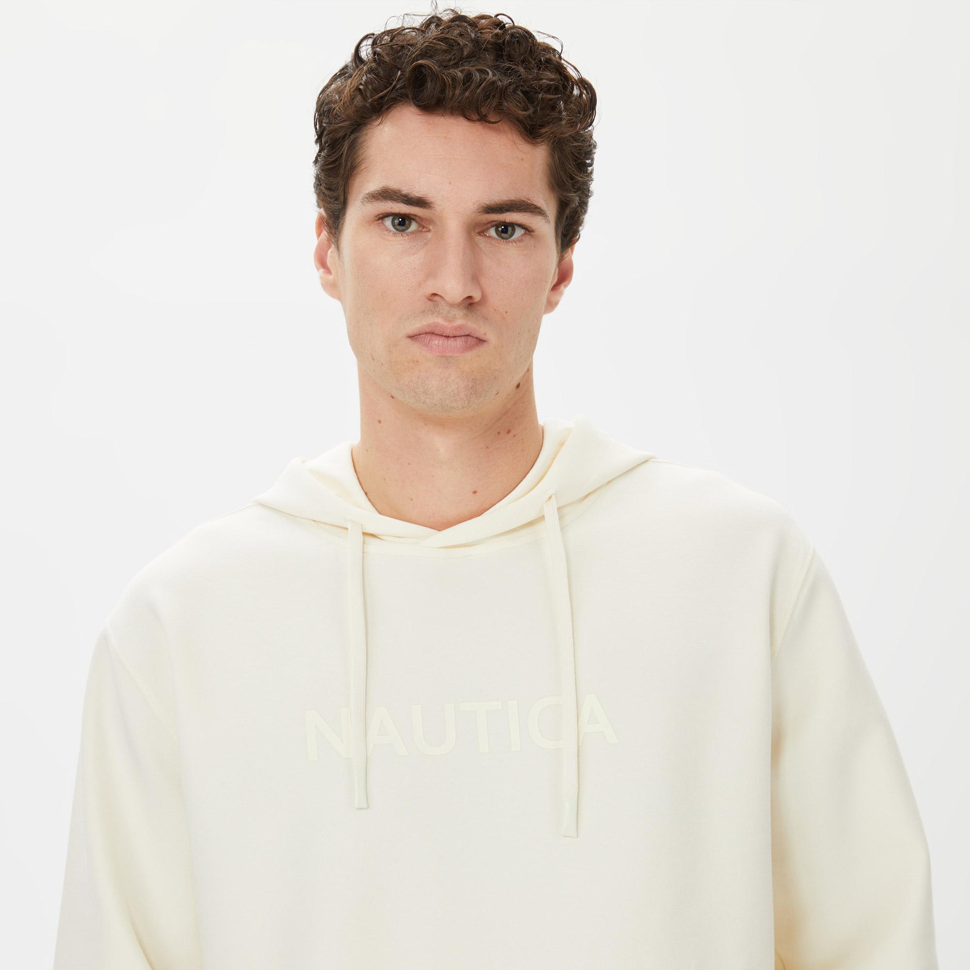 Nautica Erkek Beyaz Standart Fit Kapüşonlu Sweatshirt