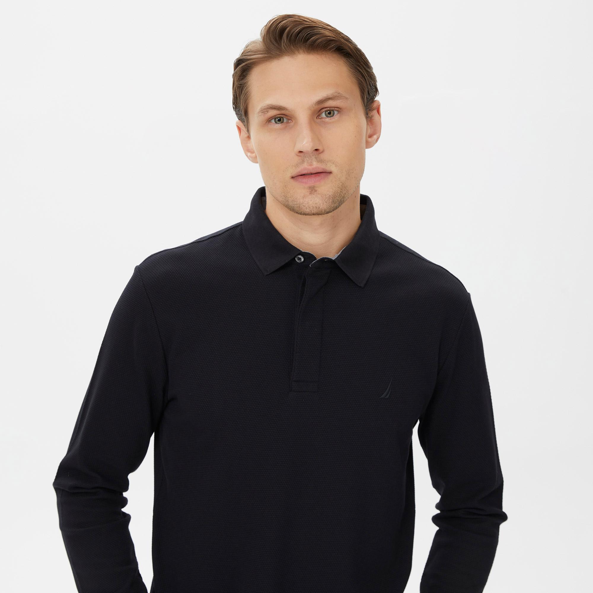 Nautica Erkek Siyah Slim Fit Uzun Kollu Polo
