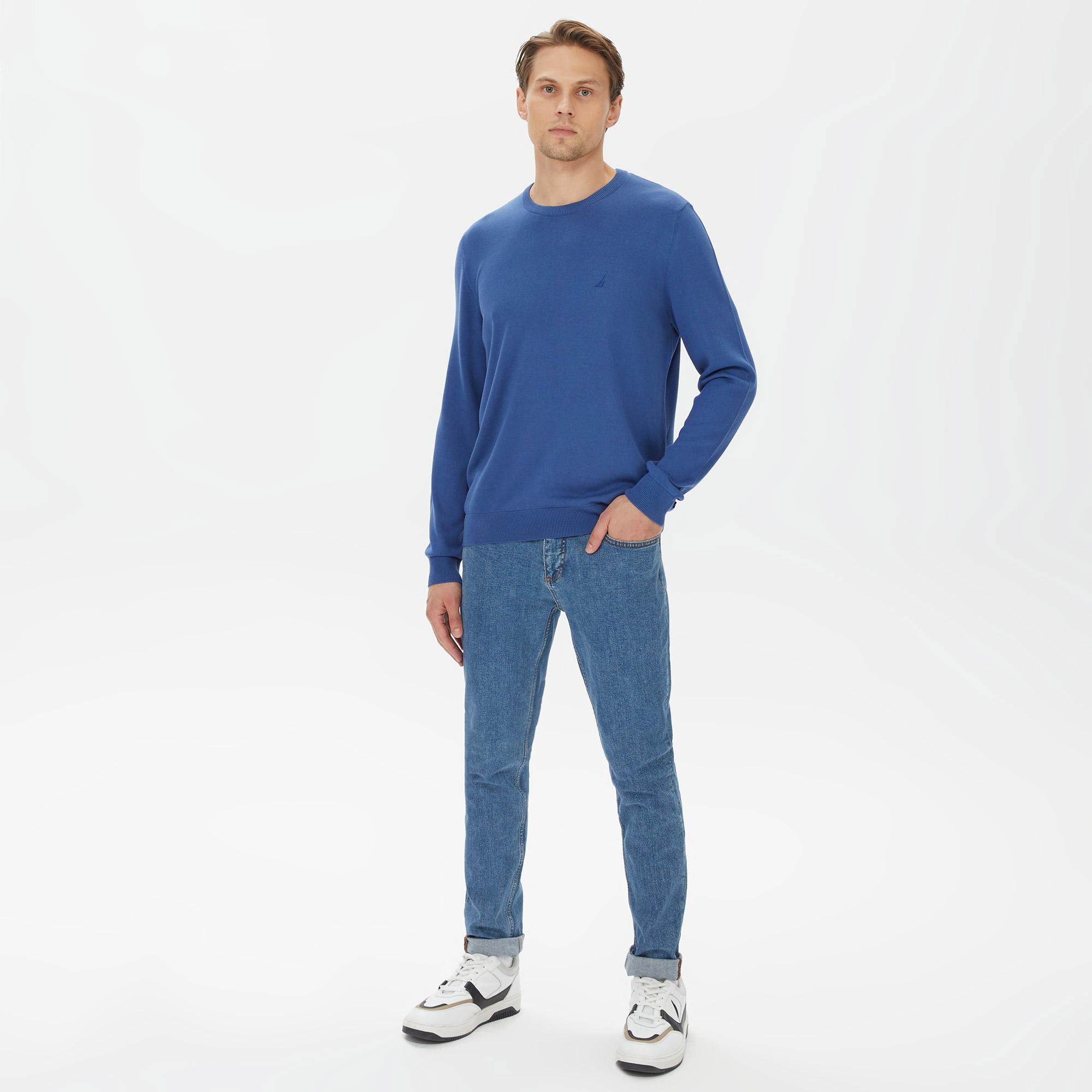 Nautica Erkek Mavi Standart Fit Triko