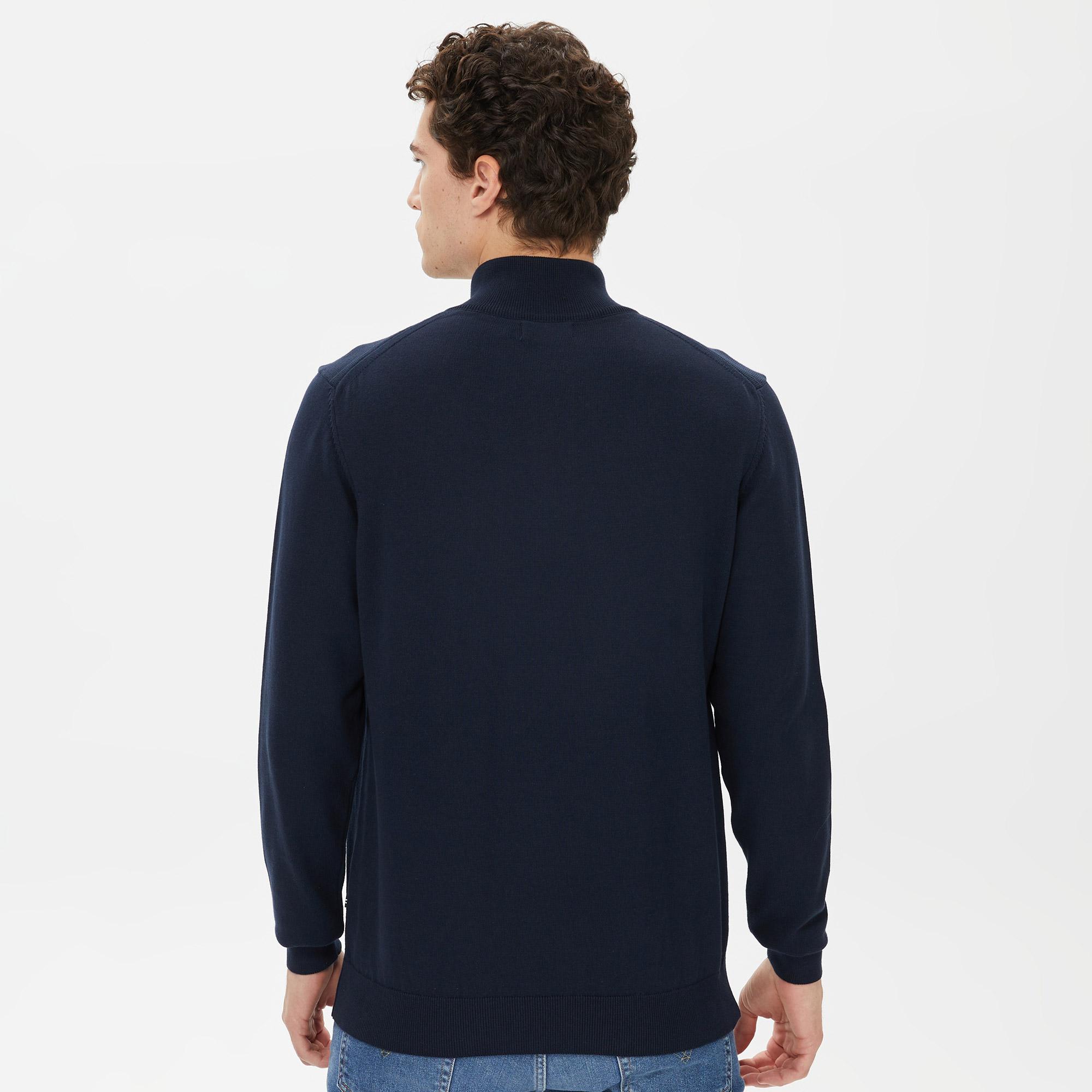 Nautica Erkek Lacivert Standart Fit Dik Yakalı Triko