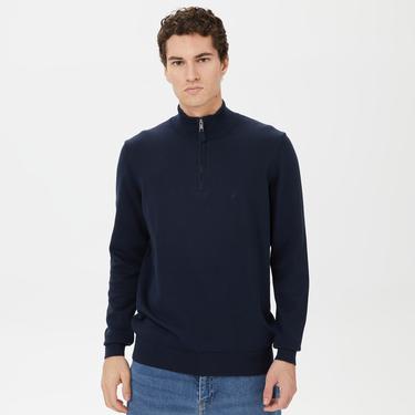  Nautica Erkek Lacivert Standart Fit Dik Yakalı Triko