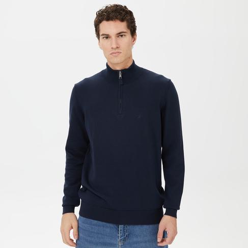  Nautica Erkek Lacivert Standart Fit Dik Yakalı Triko