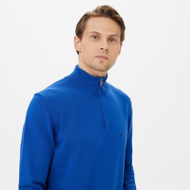  Nautica Erkek Mavi Standart Fit Dik Yakalı Kazak