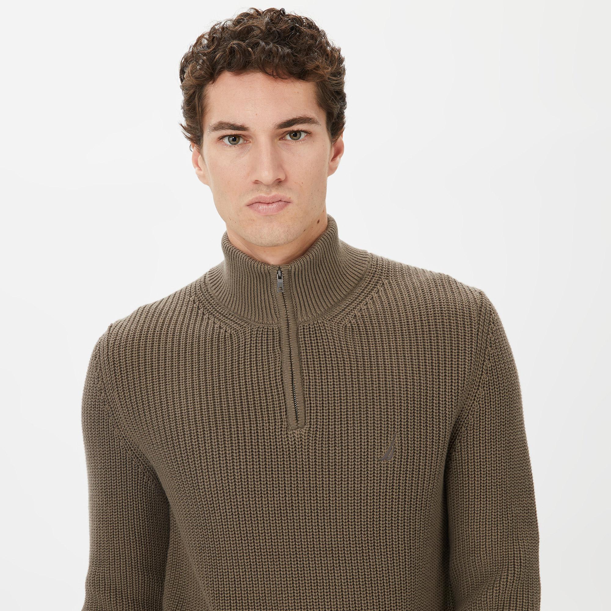 Nautica Erkek Yeşil Standart Fit Dik Yakalı Kazak