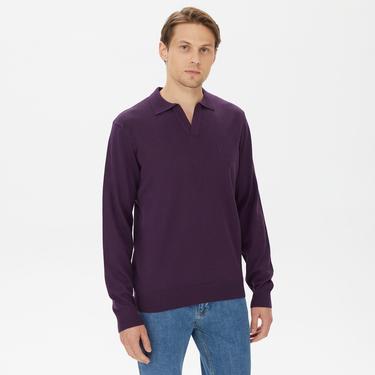  Nautica Erkek Mor Standart Fit Polo Yaka Kazak