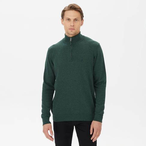  Nautica Erkek Yeşil Standart Fit Dik Yakalı Kazak