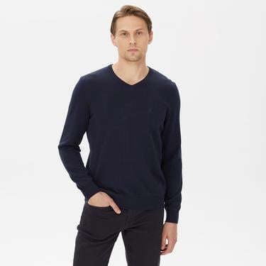  Nautica Erkek Lacivert Standart Fit V Yaka Triko
