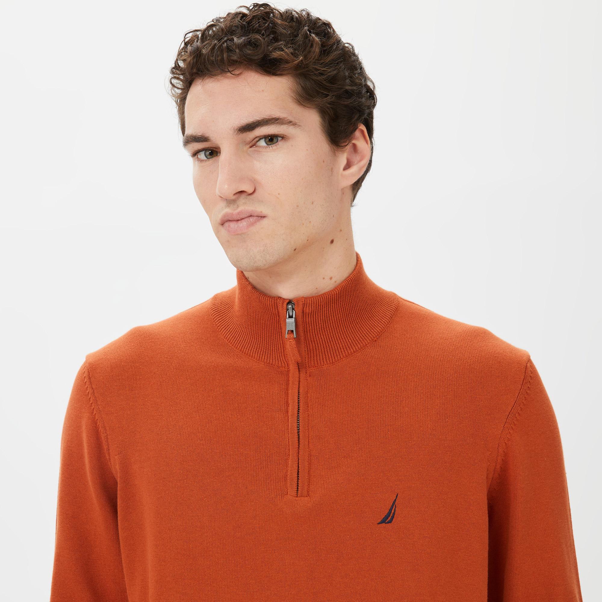 Nautica Erkek Turuncu Standart Fit Dik Yakalı Kazak