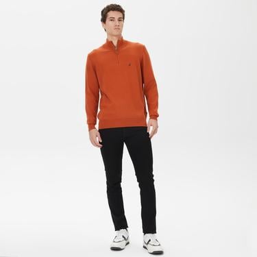  Nautica Erkek Turuncu Standart Fit Dik Yakalı Kazak