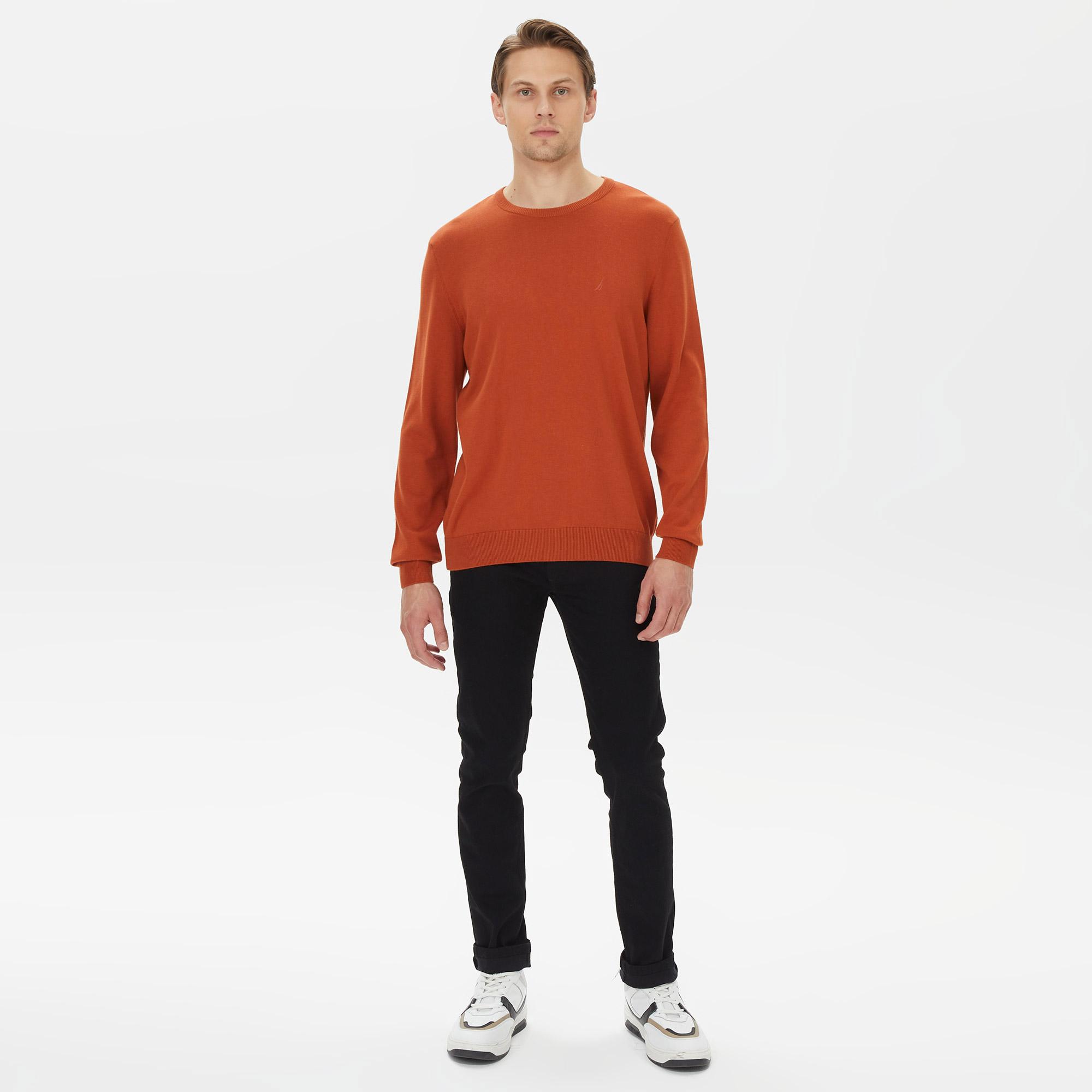 Nautica Erkek Turuncu Standart Fit Triko