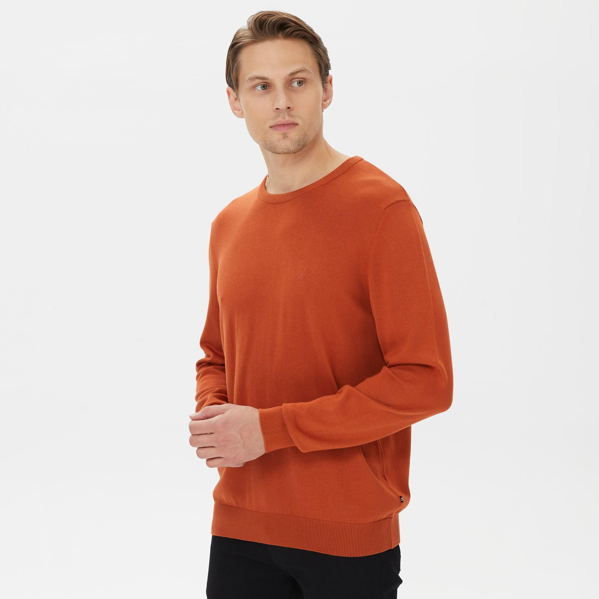 Nautica Erkek Turuncu Standart Fit Triko