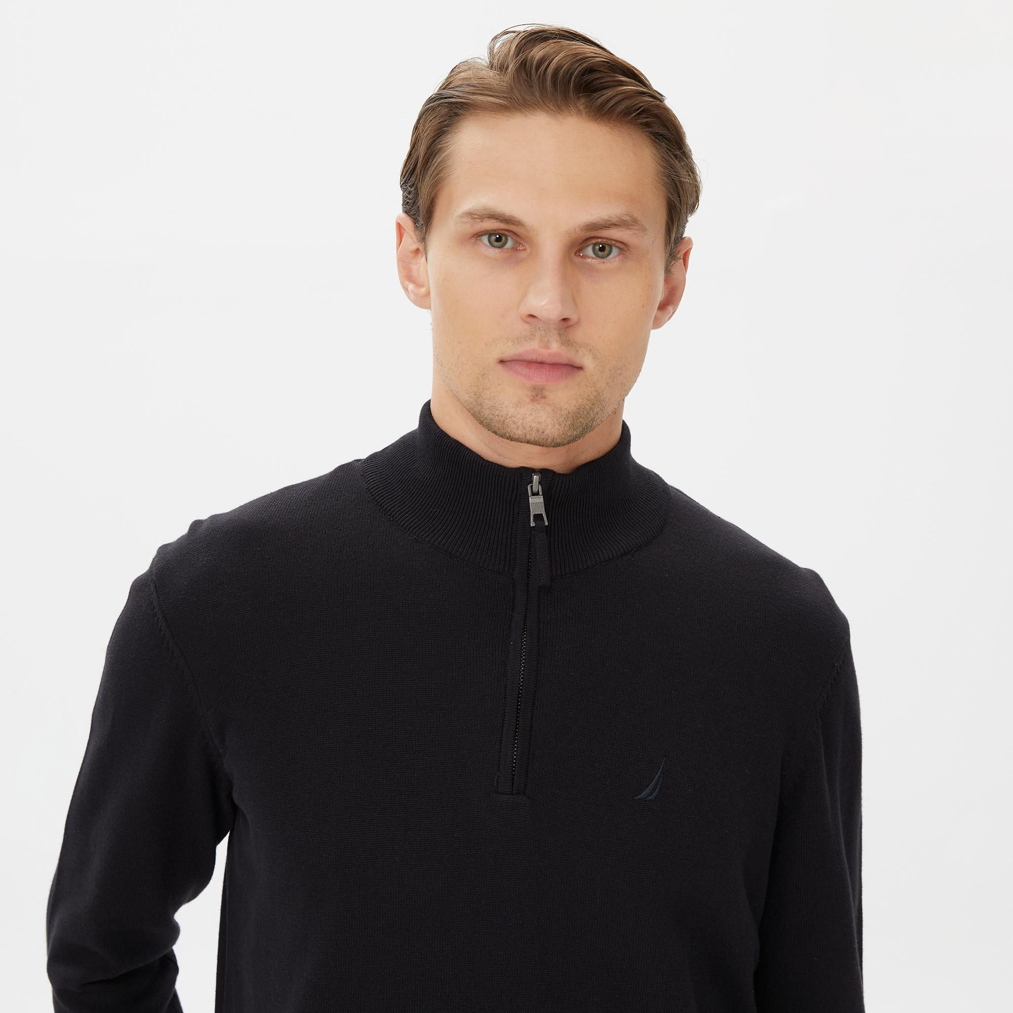 Nautica Erkek Siyah Standart Fit Dik Yakalı Triko