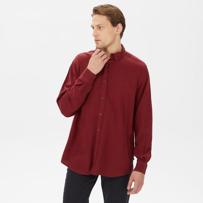  Nautica Erkek Bordo Classic Fit Gömlek