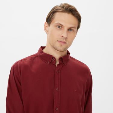  Nautica Erkek Bordo Classic Fit Gömlek
