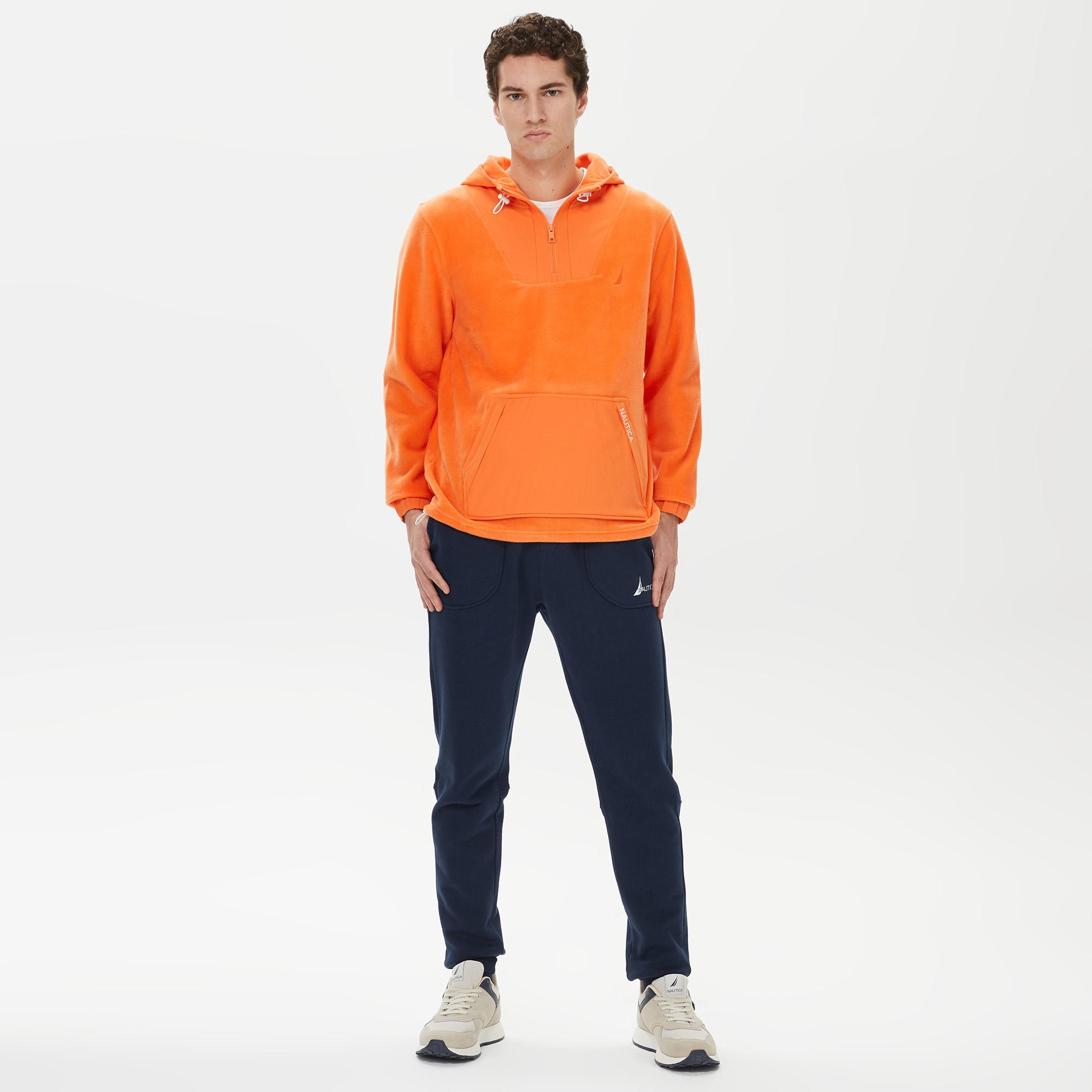 Nautica Erkek Turuncu Standart Fit Kapüşonlu Sweatshirt