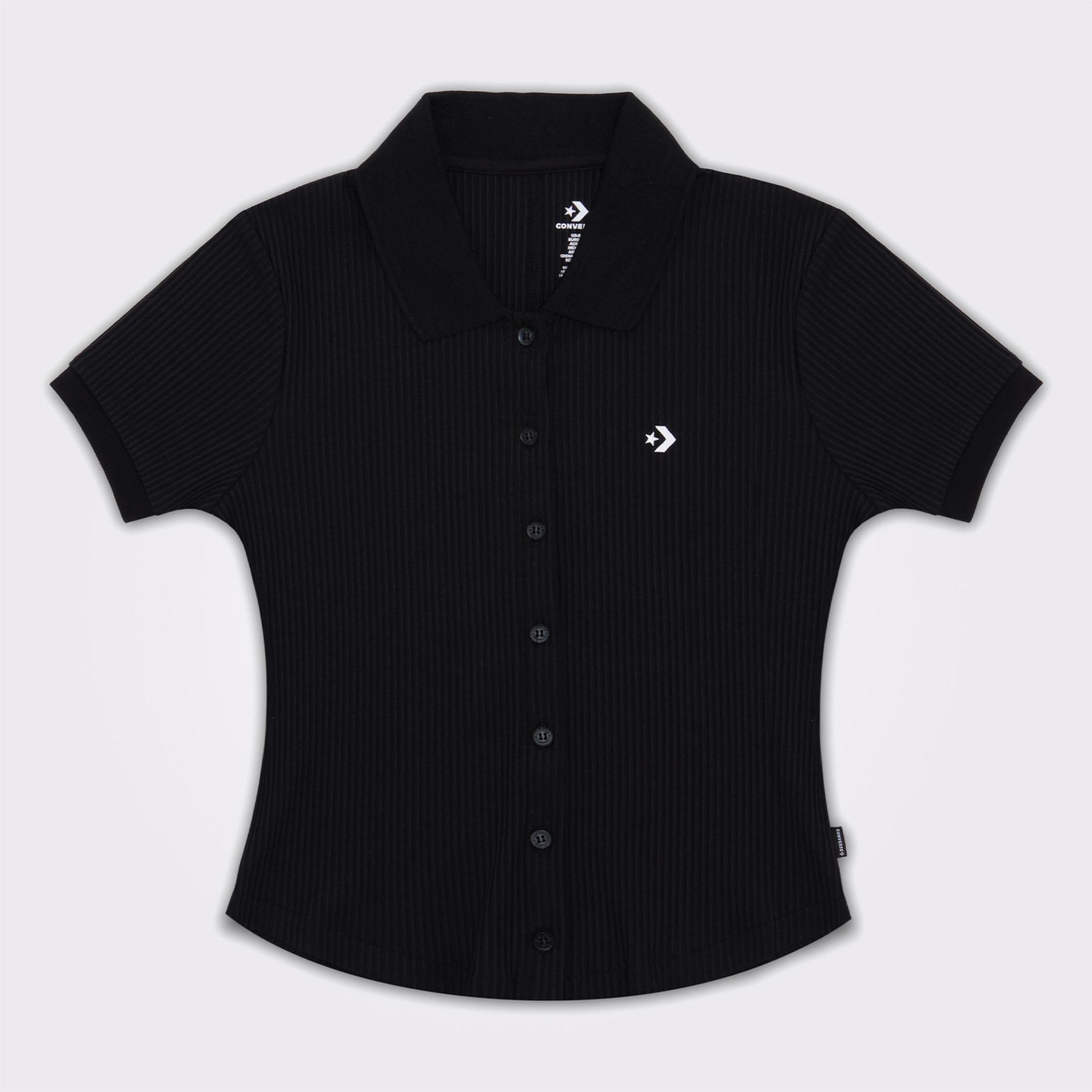 Converse Slim Fit Kadın Siyah Polo