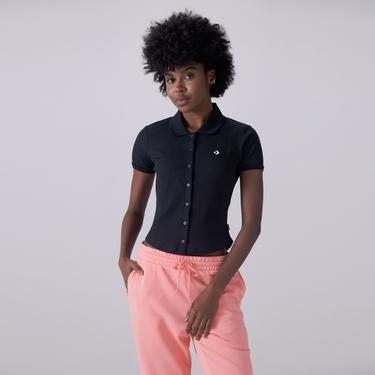  Converse Slim Fit Kadın Siyah Polo