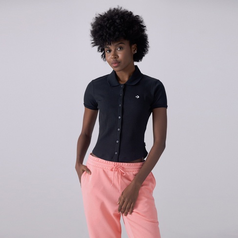  Converse Slim Fit Kadın Siyah Polo