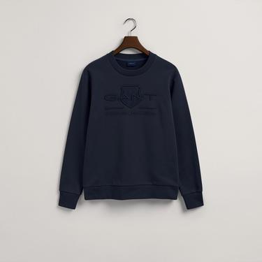  GANT Erkek Lacivert Regular Fit Bisiklet Yaka Logolu Sweatshirt