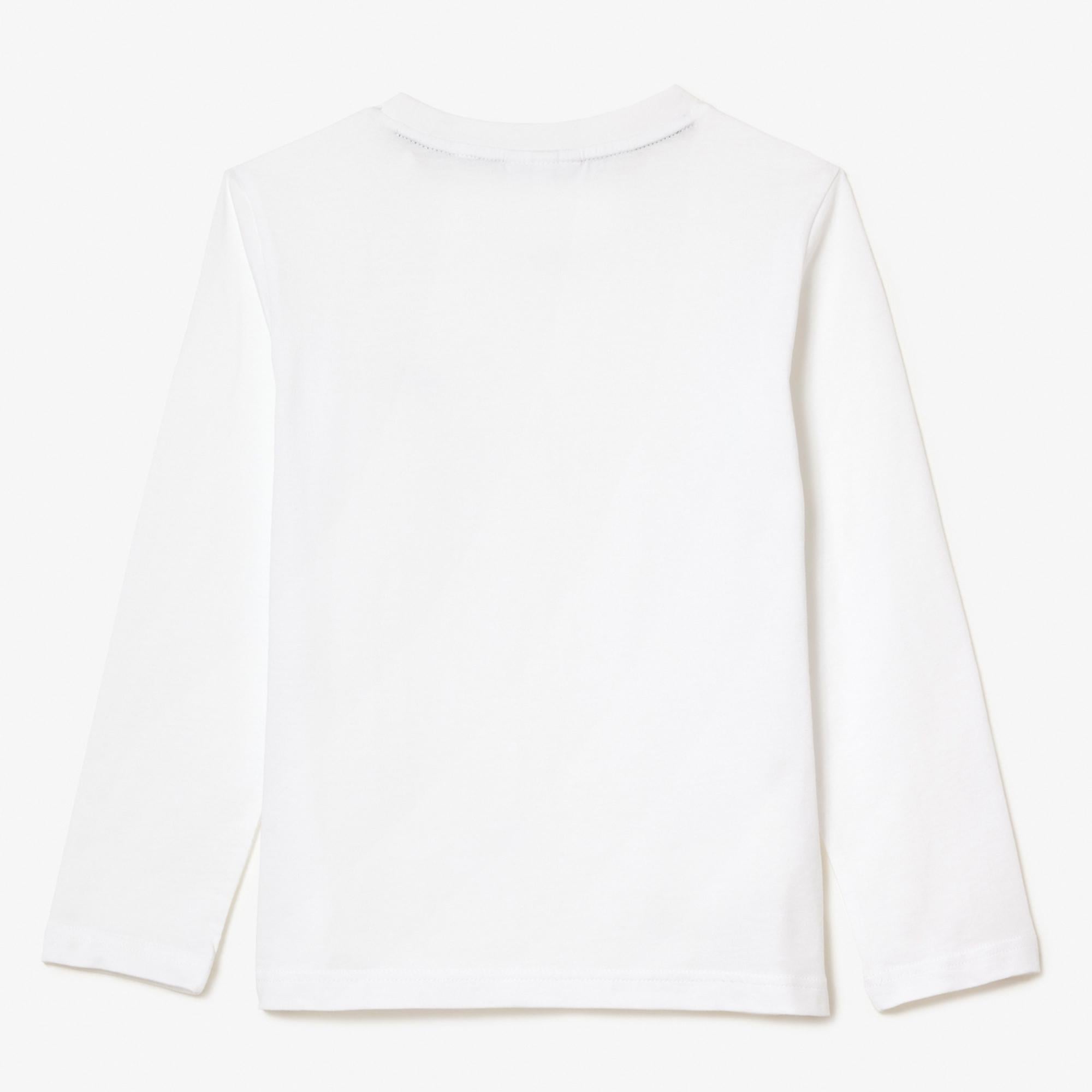 Çocuk Uzun Kollu Bisiklet Yaka Beyaz T-Shirt