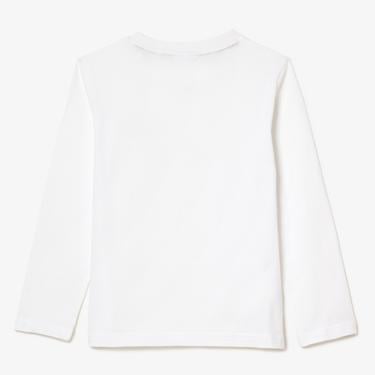  Çocuk Uzun Kollu Bisiklet Yaka Beyaz T-Shirt