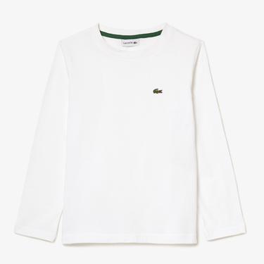  Çocuk Uzun Kollu Bisiklet Yaka Beyaz T-Shirt