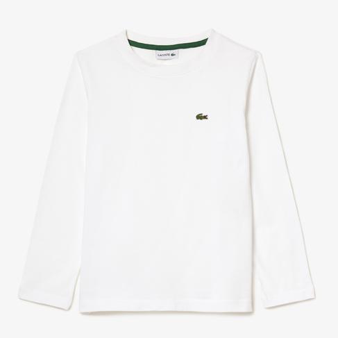  Çocuk Uzun Kollu Bisiklet Yaka Beyaz T-Shirt