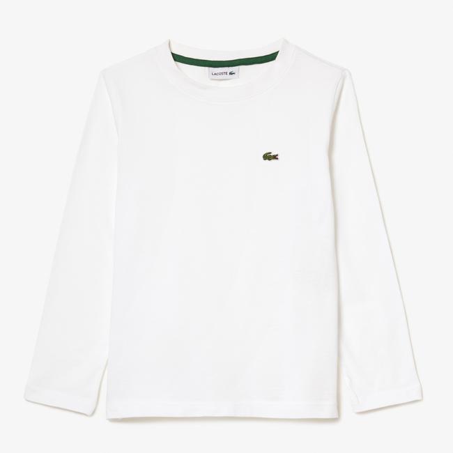  Çocuk Uzun Kollu Bisiklet Yaka Beyaz T-Shirt