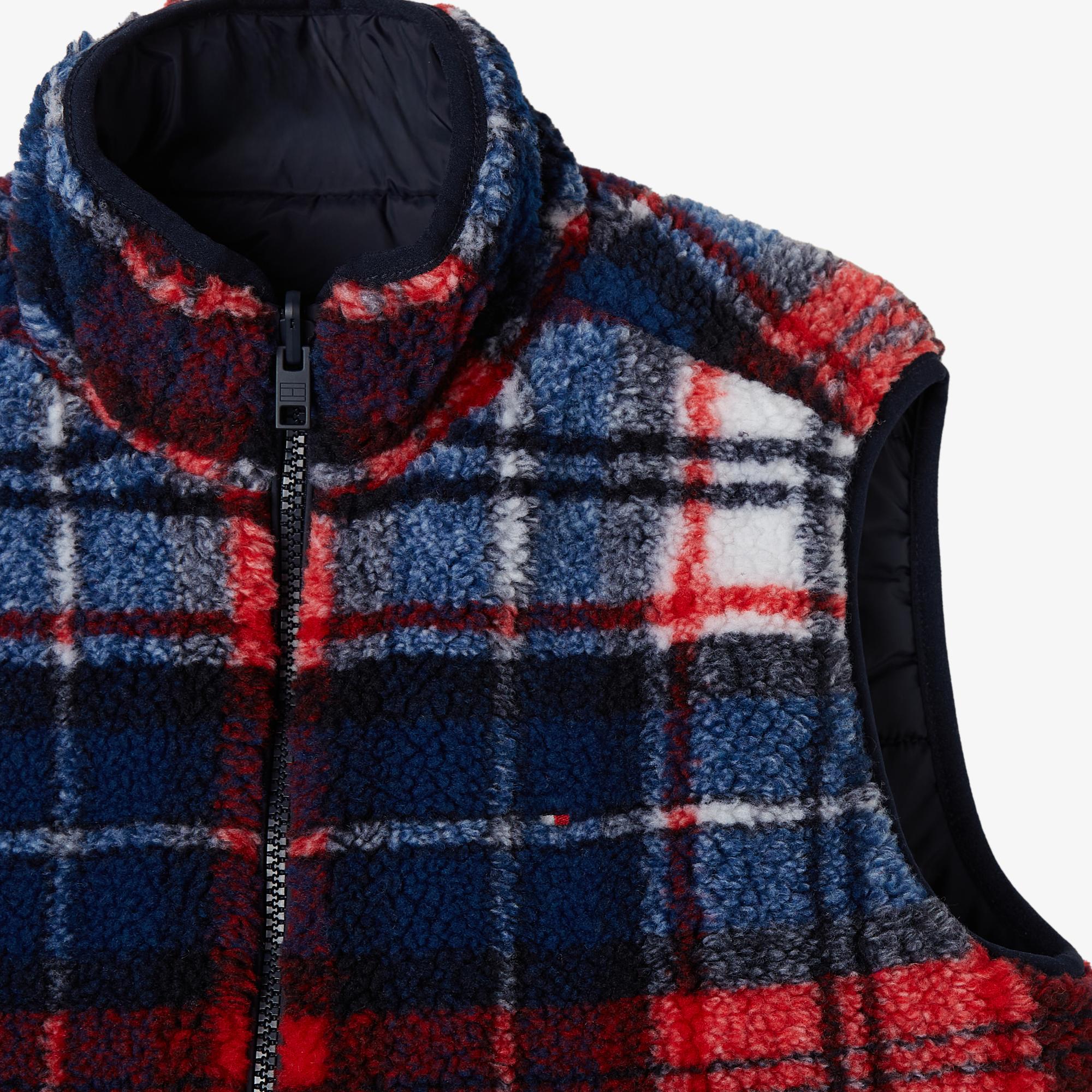 Tommy Hilfiger Reversible Sherpa Check Vest Erkek Çocuk Mavi Yelek