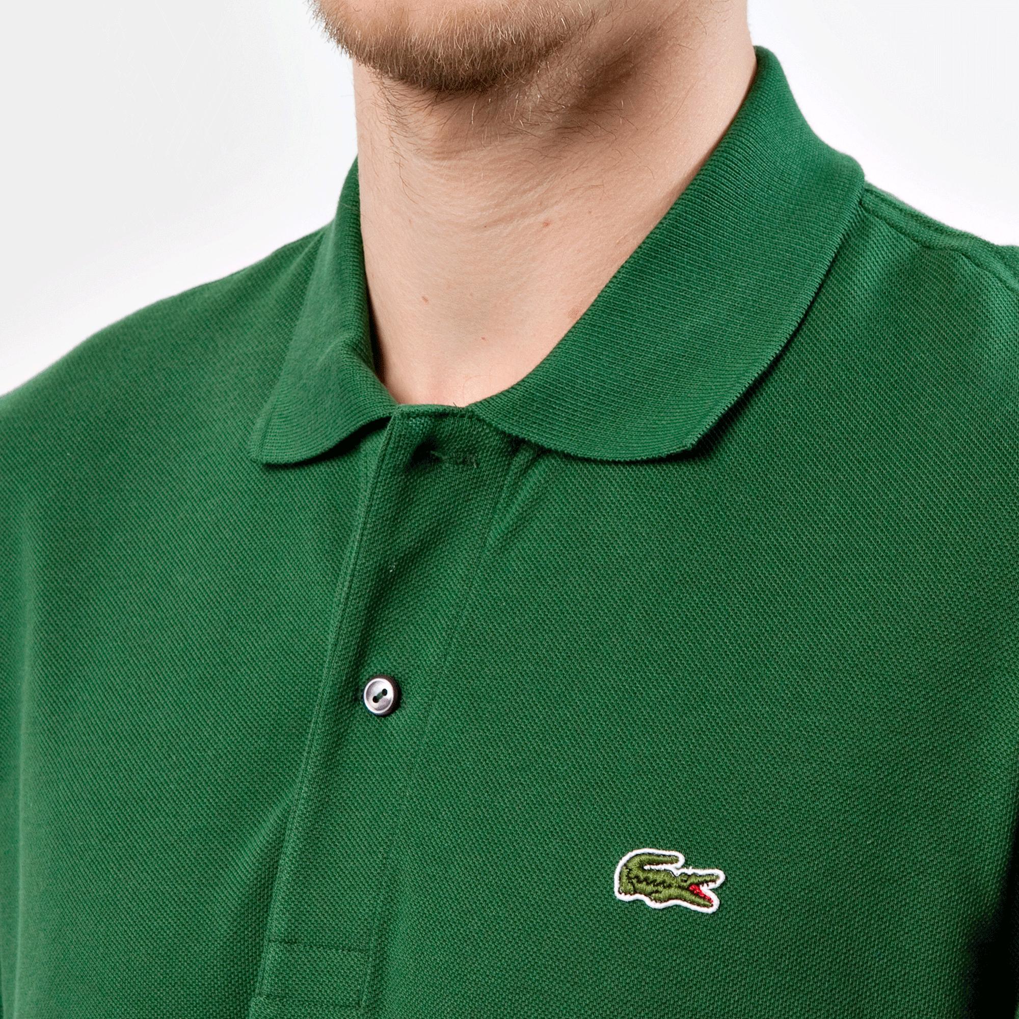 L.12.12 Erkek Classic Fit Uzun Kollu Koyu Yeşil Polo