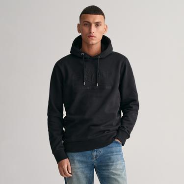  Gant Erkek Siyah Regular Fit Kapüşonlu Logolu Sweatshirt