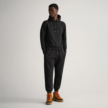  Gant Erkek Siyah Regular Fit Kapüşonlu Logolu Sweatshirt