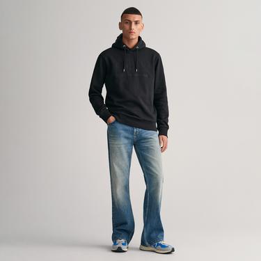  Gant Erkek Siyah Regular Fit Kapüşonlu Logolu Sweatshirt