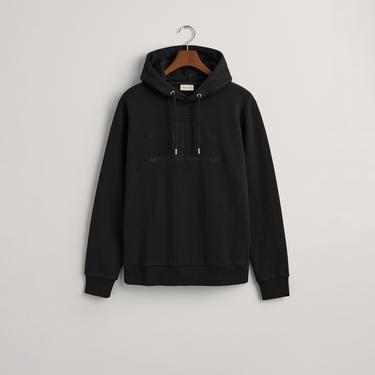  Gant Erkek Siyah Regular Fit Kapüşonlu Logolu Sweatshirt