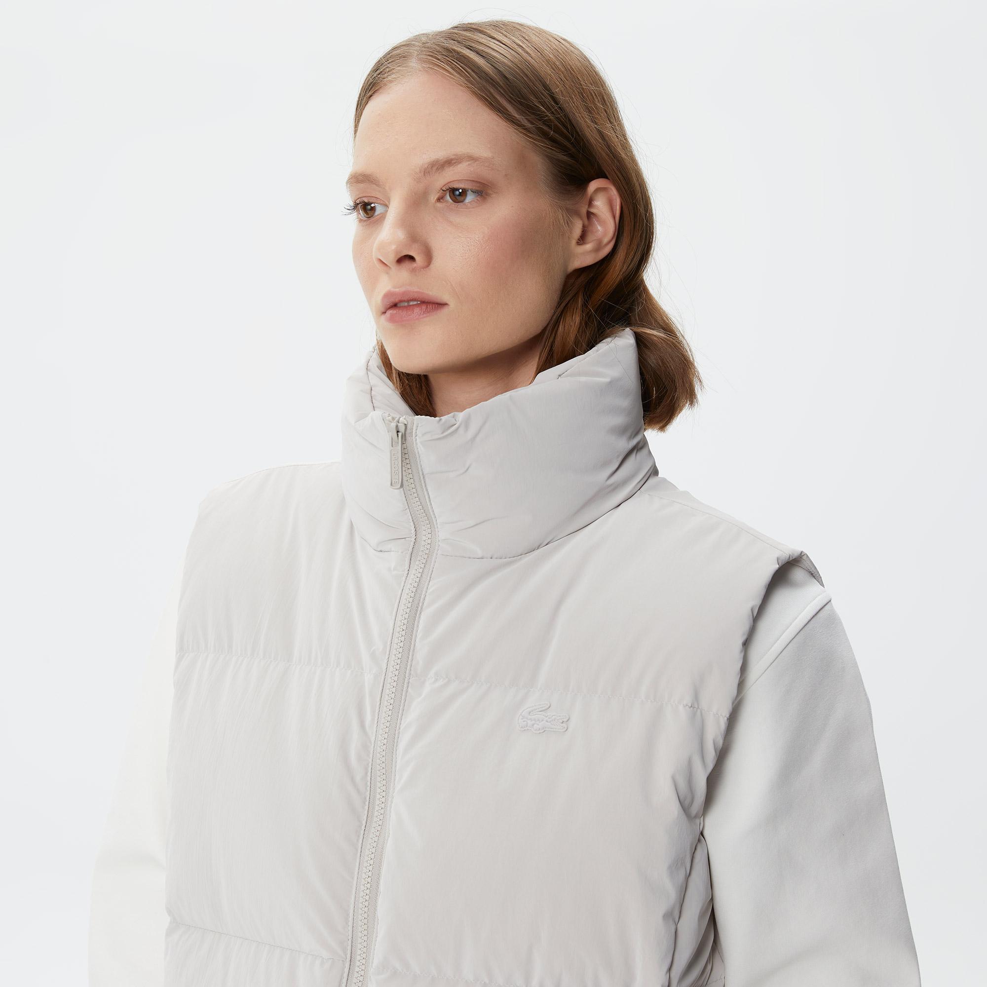 Lacoste Kadın Dik Yaka Kapitone Gri Yelek