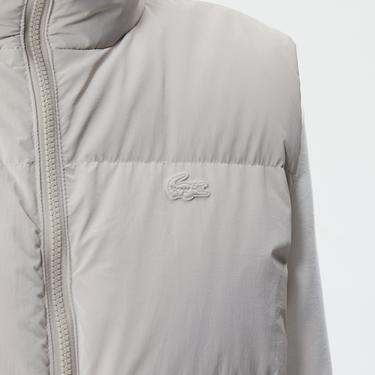  Lacoste Kadın Dik Yaka Kapitone Gri Yelek