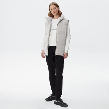  Lacoste Kadın Dik Yaka Kapitone Gri Yelek