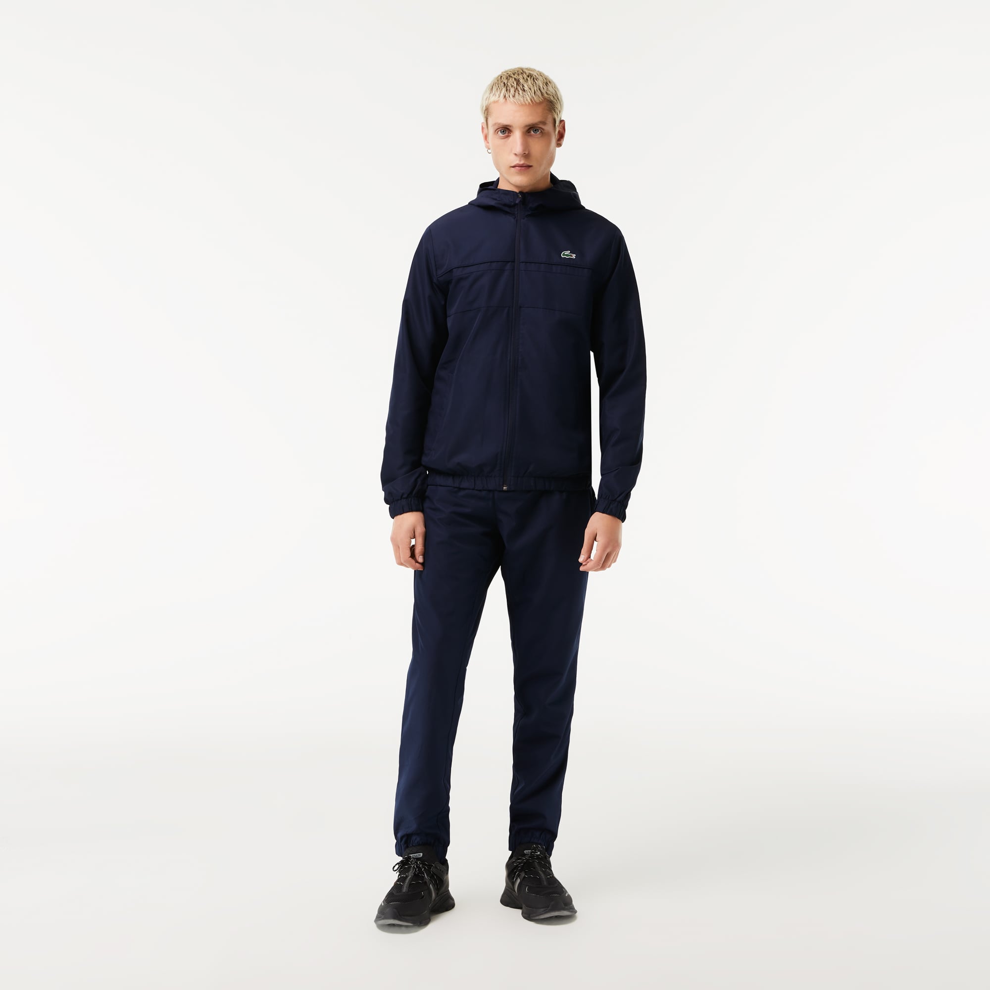  Lacoste Erkek Regular Fit Kapüşonlu Baskılı Lacivert Eşofman Takımı