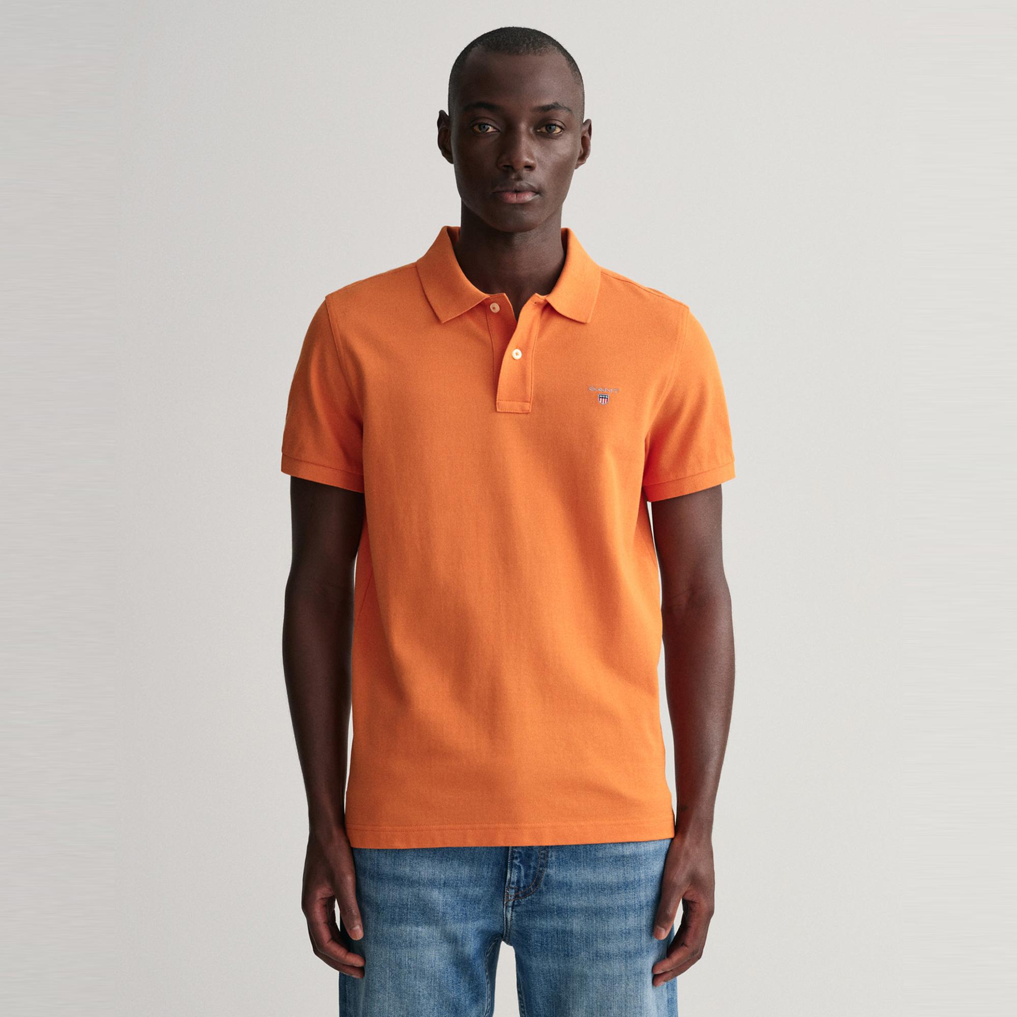 GANT Erkek Turuncu Regular Fit Polo
