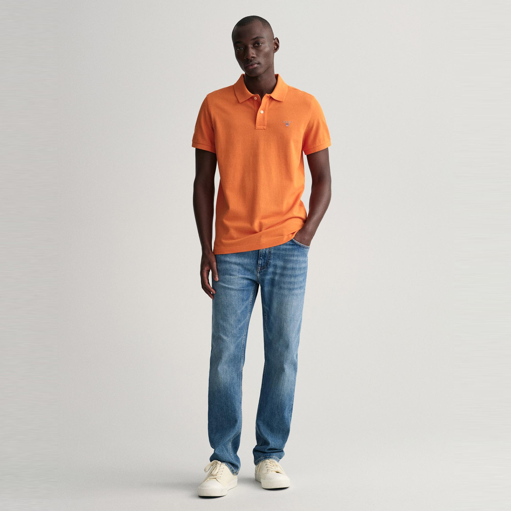 GANT Erkek Turuncu Regular Fit Polo