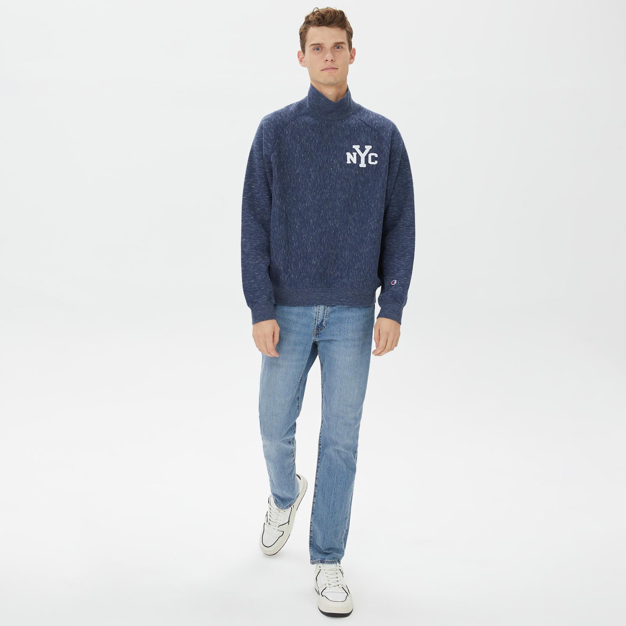 Champion High Neck Erkek Lacivert Sweatshirt